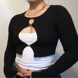 Urban Outfitters Black Textured Crop Top